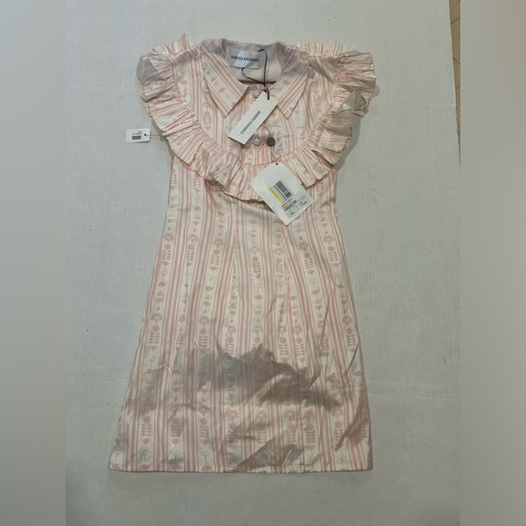 Sindiso Khumalo Printed Ruffle Silk Mini Dress Size Small NWT Pastel Pink - Picture 3 of 4